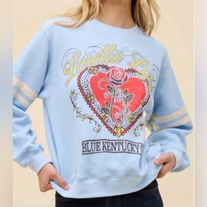 Daydreamer Loretta Lynn Sweatshirt In Baby Blue